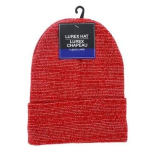 Unisex Basic Red Beanie - Silver Sparkles - Picture 2 of 4